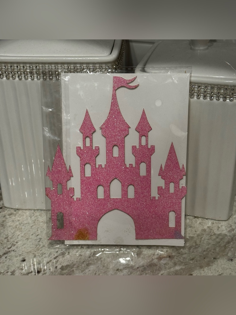 Pink Glitter Castle Cake Topper